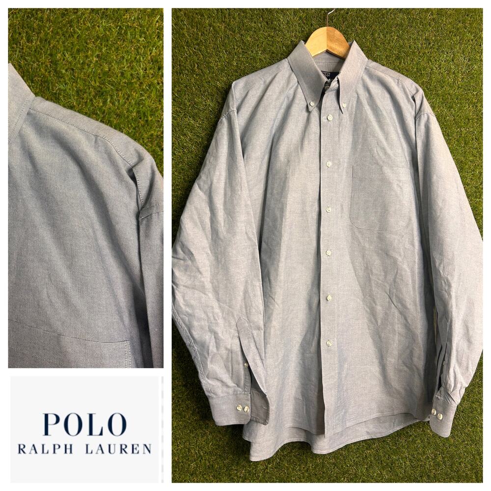 Polo Ralph Lauren Classic Oxford Button-Down Shirt Gray Long Sleeve Size‎ 44